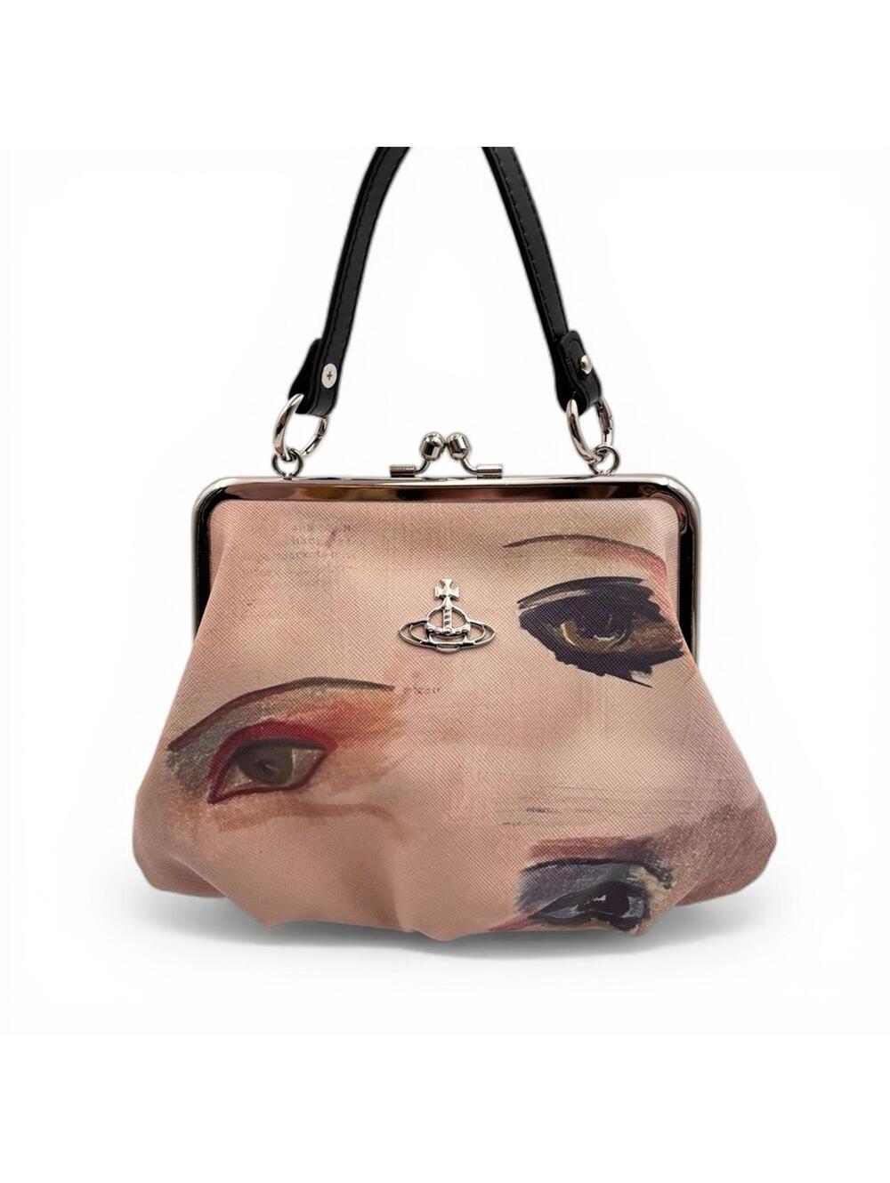 Vivienne Westwood Granny Bag Portrait Print Kiss Lock Clutch